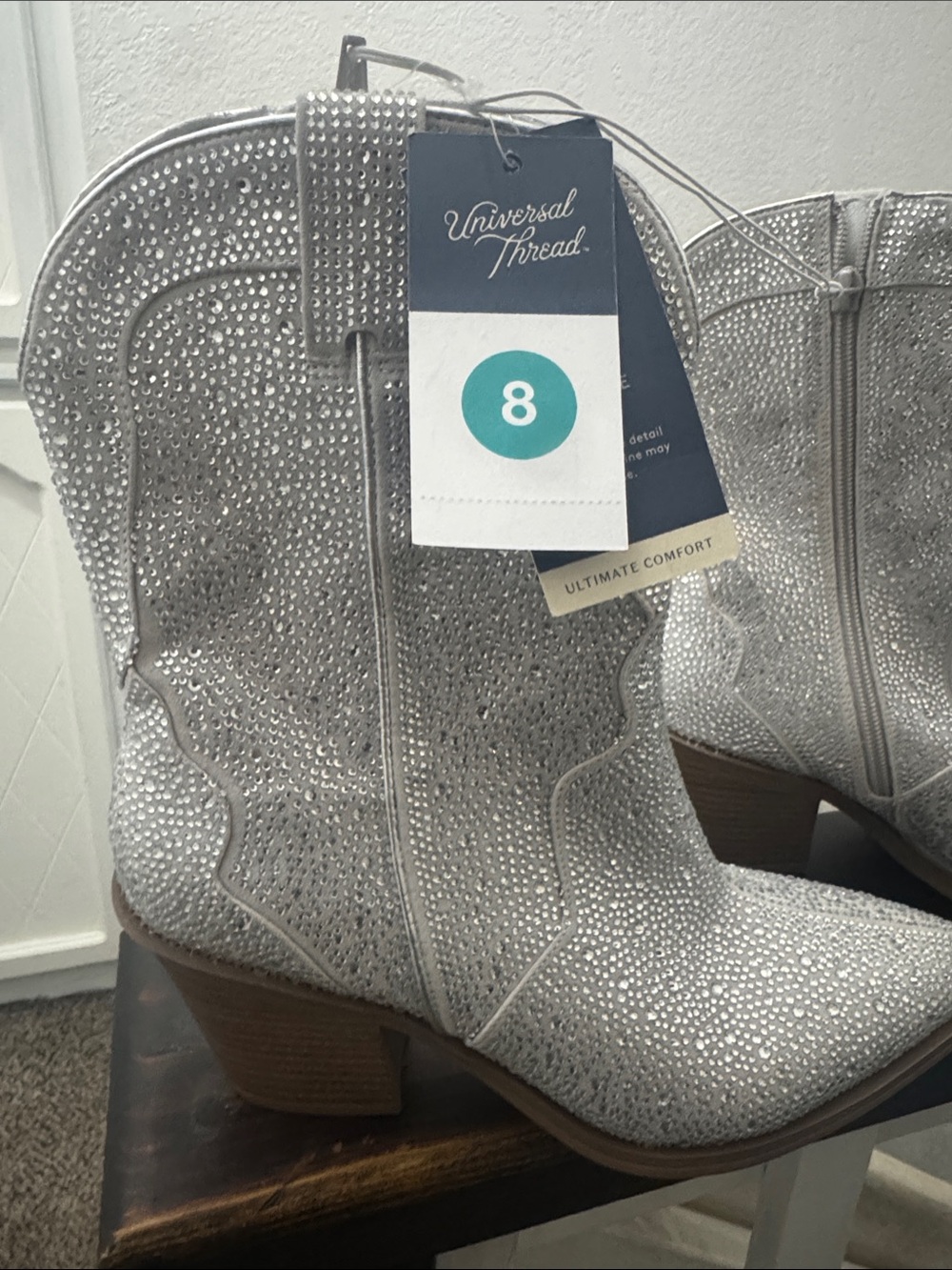 Universal Thread Silver Glitter Western Ankle Booties
